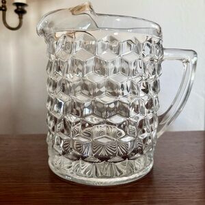 Vtg Fostoria Crystal Water Pitcher Brutalist 1/2 Gal Ice Lip Large Clear Glass